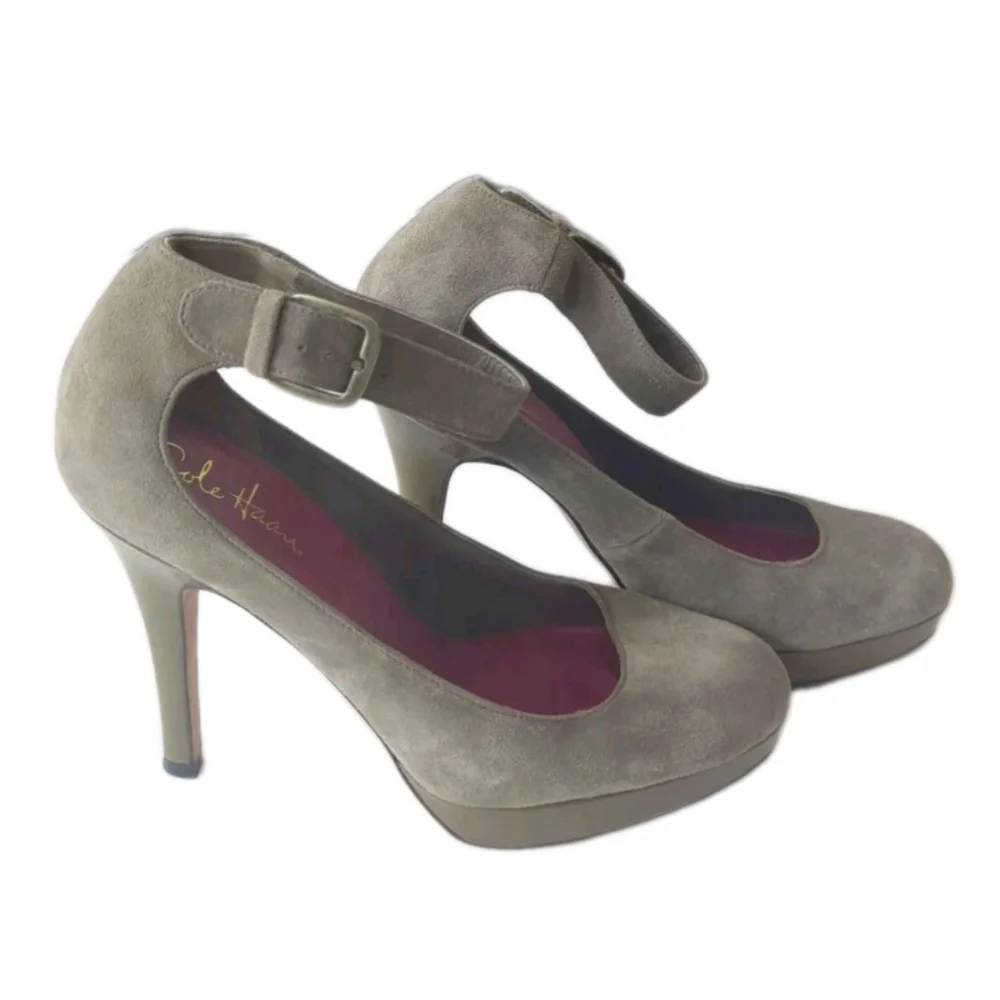 Cole Haan Marisa Nike Air Platform Suede Heels Ten Rounded Toe Size 9.5 B - Picture 1 of 13